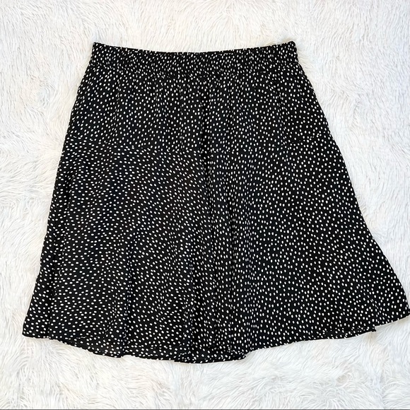 Banana Republic Black Polka Dot Print Fit-and-Flare Elastic Waist Flowy Skirt - Picture 1 of 7